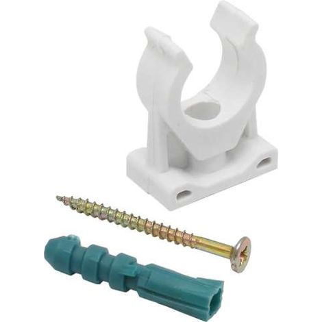 Rohr-Clip einfach Kunststoff 15 mm mit Dübel und Schraube 06.003.007