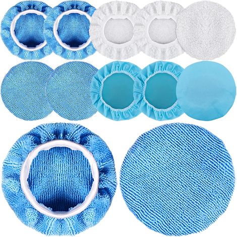 Lot de 12 tampons de polissage de voiture de 12,7 à 15,2 cm en microfibre pour polisseuse de voiture (1/5)