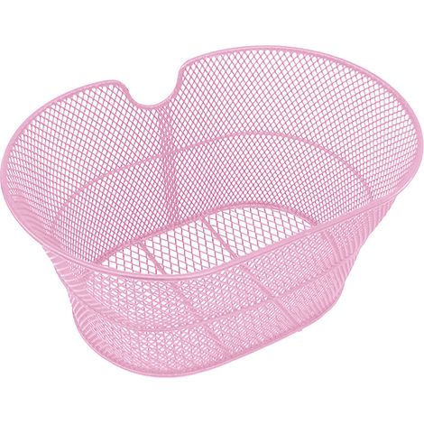 Cestino Anteriore per Bici Citybike in Metallo Antiruggine Rosa 38x30x18 cm