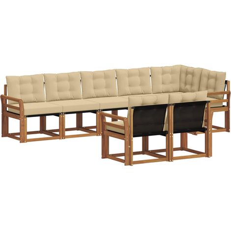 Ensemble de canapés d'extérieur 8 pcs Salon de jardin Naturel et Beige (1/5)