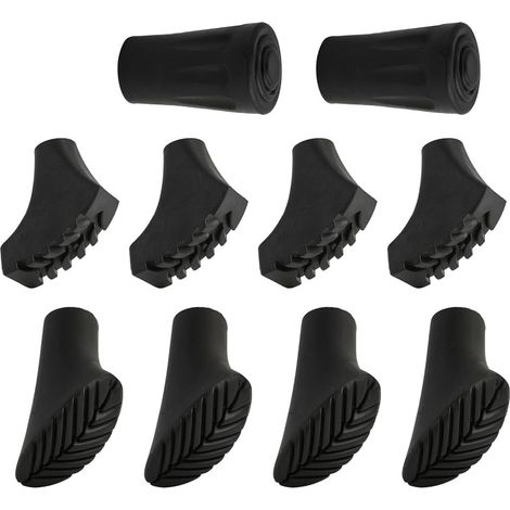 10 Pièces Embouts en Caoutchouc pour Bâtons de Marche Nordique et de Randonnée, Nordic Walking Pads, Embouts en Caoutchouc pour Bâtons de Marche, Protecteurs Durables pour Poteaux de Trekking