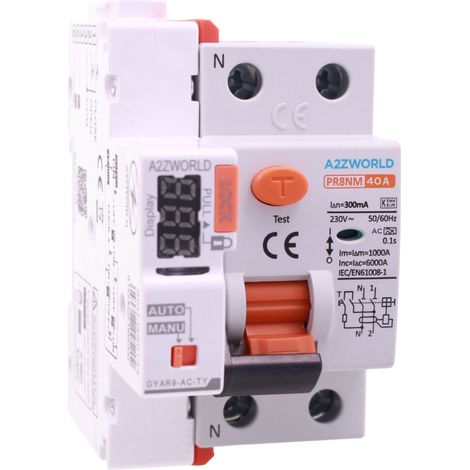 RCCB Interruttore Differenziale Puro WIFI Con Riarmo Automatico, Tipo AC 1P+N 3M 6000A 300mA AC 230V IP20 IEC61008-1 PR8NM, Disponibili 25A 40A 63A (40A)