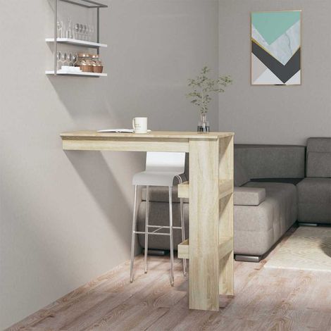 Table haute Table de bar murale - Mange-Debout Chêne Sonoma 102x45x103,5 cm Bois d'ingénierie BV558827 - BonneVie (1/5)