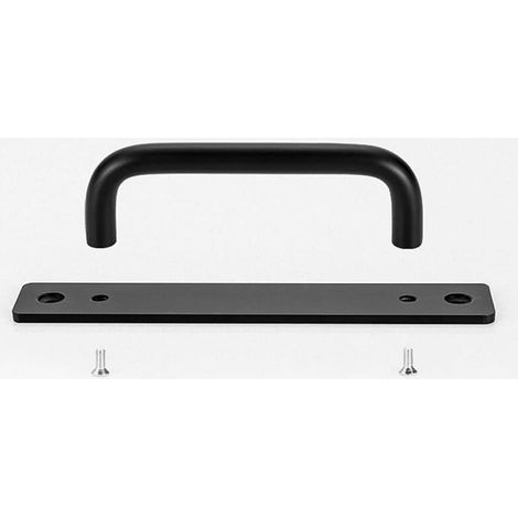Poignée en aluminium non perforée pour porte coulissante main courante pour porte en bois balcon porte coulissante porte de grange poignée - noir, longueur totale 212mm, espacement des trous 192mm, 2p (1/4)
