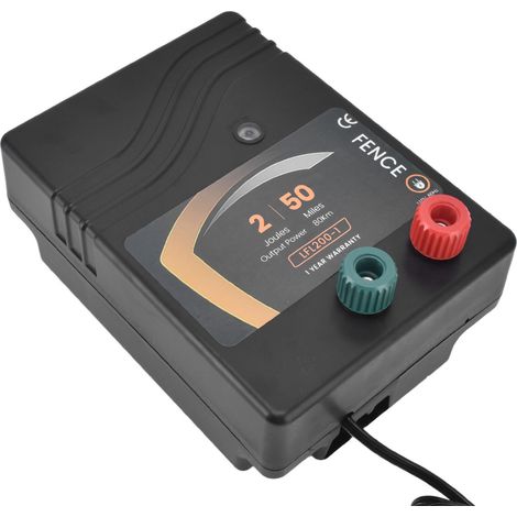 Chargeur de clôture électrique portable 2J, portée 80 km (50 miles), pour le zonage agricole (110 V US). (1/5)