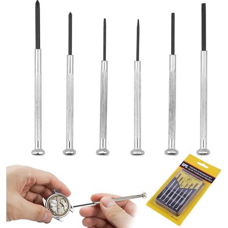 Jeu de Tournevis 6 Pièces, Mini Tournevis de Précision Petit kit de Tournevis Pour Réparation de Lunettes et D'horloger, Plat/Cruciforme set de Tournevis Tournevis D'horloger pour Ordinateur (1/5)
