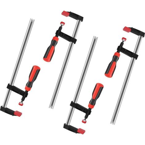 Set di 4 morsetti a F 80 x 600 mm, morsetti a vite in ghisa malleabile, morsetti per legno a forma di F, morsetti a F robusti, morsetti a sgancio rapido - Crezuo