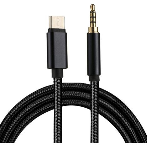 Cable de audio/sonido USB-C a AUX de 3,5 mm, 1 m - Negro/Nylon