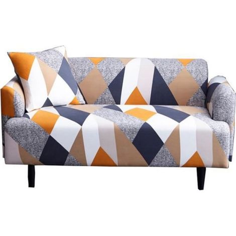 Housse De Canape 4 Places - Extensible 235 À 300 Cm - Polyester Respirant - Jaune (1/4)