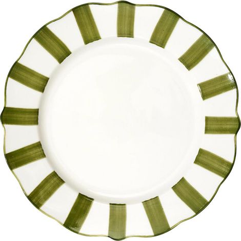 Lot de 6 Assiettes Plates "Cleo" 27cm Vert & Blanc