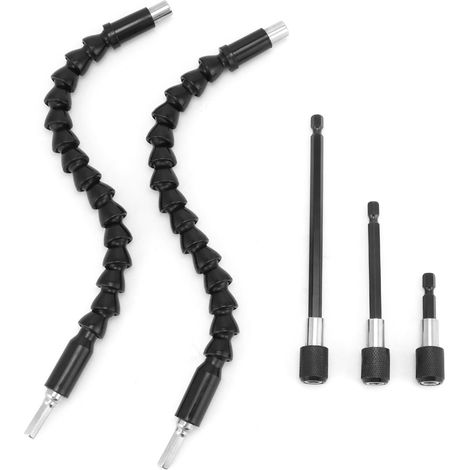 2 pièces 1/4" tige d'extension de foret flexible 30 cm, 3 pièces 1/4" tige d'extension à tige hexagonale, porte-embout de tournevis, 60 mm, 100 mm, 150 mm (1/5)