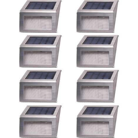 Luces solares inalámbricas para escaleras con 2 LED, fabricadas en acero inoxidable, ideales para escaleras, caminos, jardines, suelos, paredes y terrazas. Iluminación moderna para exteriores, color b (1/5)