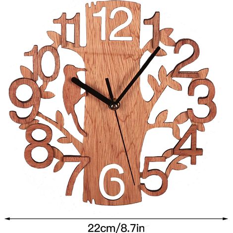 Horloge Murale en Bois 8,7 cm de Diamètre Blanc Double Épaisseur Silencieuse Ultra Silencieuse (1/5)