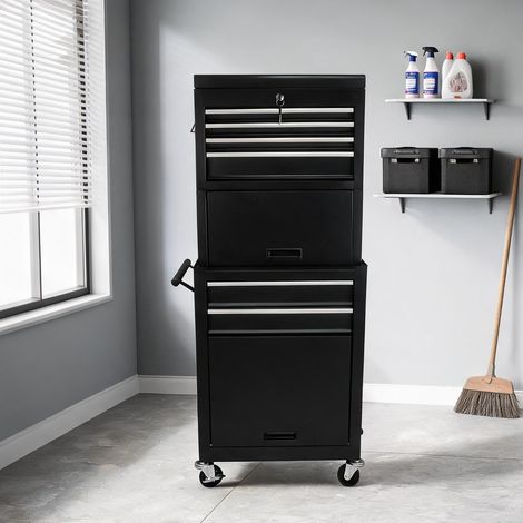 Servante d'atelier coloris noir en acier 60 x 33 x 110 cm (1/5)