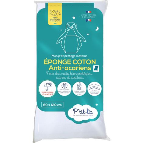 Protège matelas bébé 60x120 cm – Alèse imperméable bouclette 100% coton – Traitement Bi-Ome® anti acariens – Silencieux et respirant – P'Tit Lit (1/5)
