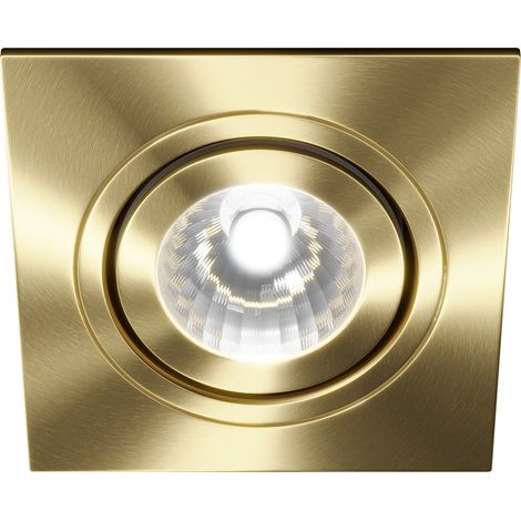 Colore Square Satin Brass IP65 35W Tiltable Bathroom Downlight (1/3)
