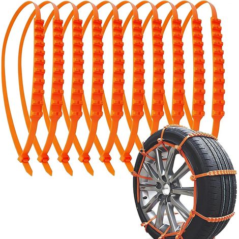 Lot de 10 Chaîne à Neige pour Voiture, Chaînes à Neige Universelles Antidérapantes, pour Pneus Tout-Terrain Dans la Neige, pour Voitures Camions SUV Moto Vélo, pour la Neige et la Boue (1/5)
