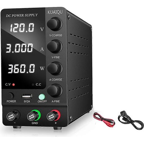 KUAIQU 120V 3A Einstellbares Gleichstromnetzteil - Labortischnetzteil mit USB-Schnittstelle und LED-Anzeige SPS-C1203 (1/5)