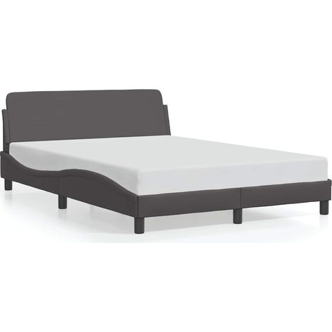 Lit double Lit adulte Cadre de lit Dover gris 140x190 cm similicuir (1/5)