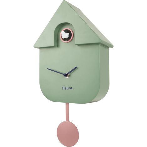 Fisura - Orologio a cucù. Orologio da parete. Orologio da parete regalo originale. 3 batterie AA non incluse. Misure: 21,5 x 8 x 41,5 cm. Plastica ABS. (Menta) (1/5)