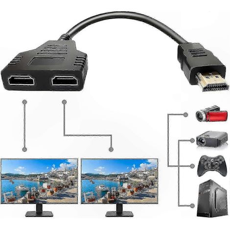 Adaptateur répartiteur HDMI, connecteur HDMI mâle 1080p vers double HDMI femelle (1/4)