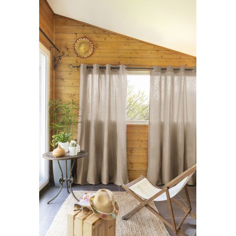 Lot de 2 rideaux d'ameublement "Kala" en Coton 140 x 260 cm l'Effet Papillon - Kala Ficelle - 2 panneaux 140 x 240 cm