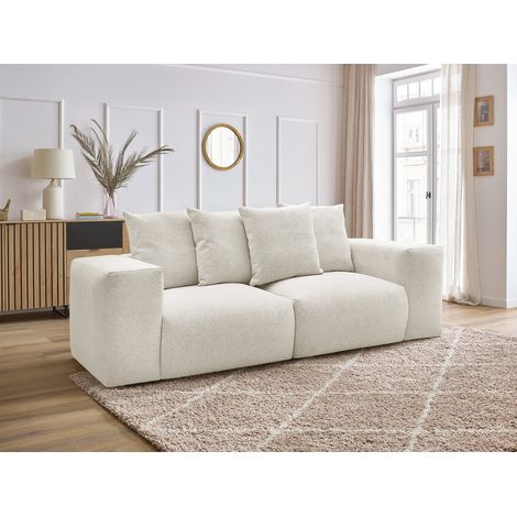 BOBOCHIC - Canapé droit fixe modulable VOLTAIRE tissu chiné   Blanc (1/5)