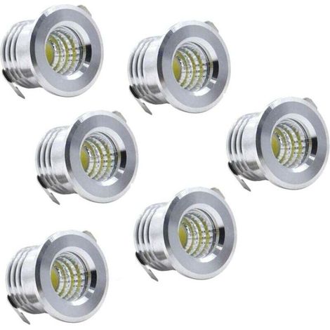 Lot de 6 Mini Spots encastrables au Plafond LED Noirs Mini Spot LED pour plafonnier d'armoire, 3 W, blanc froid (1/4)