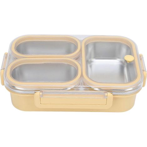 Unterteilte Lunchbox aus Edelstahl 304, auslaufsicher, wärmeisolierend, 3 Fächer, rechteckiger Lebensmittelbehälter 1