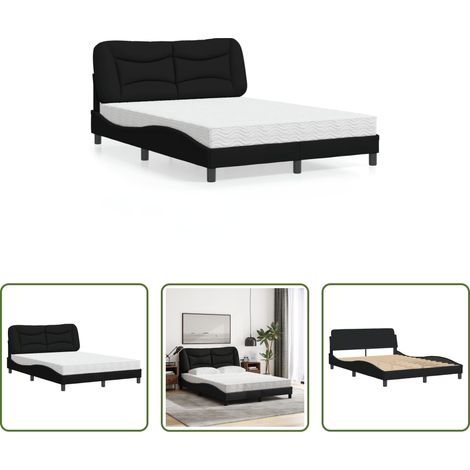 Matelas en mousse - Lit avec matelas Hvar noir 120x200 cm tissu (1/5)
