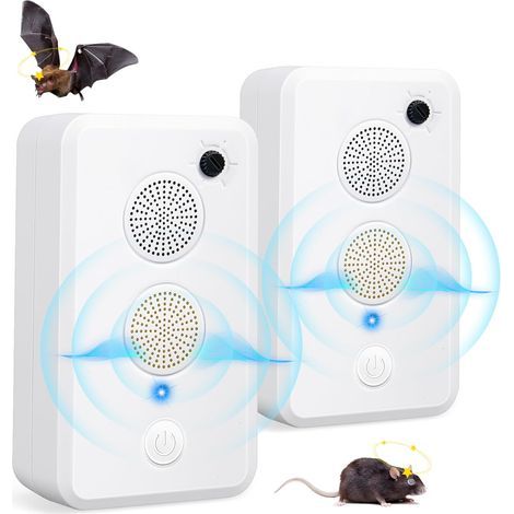 Set mit 4 Ultraschall-Fledermausabwehrgeräten für Dachböden und Veranden. Wiederaufladbare elektronische Geräte zur Abwehr von Fledermäusen und anderen Vögeln. Ideal, um Fledermäuse vom Haus fernzuhal