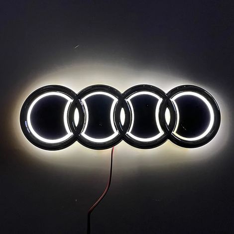(18 x 5,8 cm, blanc) - Convient aux Audi Q5, A3, A5 et 5D. Logo arrière lumineux à LED froide. Accessoires de tuning et de modification extérieure. (1/5)