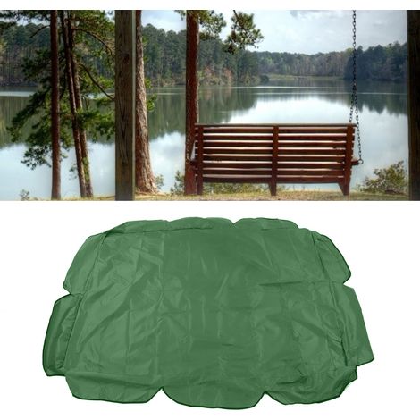 Housse de siège/coussin de balancelle/hamac 3 places en tissu Oxford 210D argenté, imperméable, en taffetas de polyester, vert foncé, pour jardin, terrasse ou extérieur. Dimensions : 142 x 120 x 18 cm (1/5)