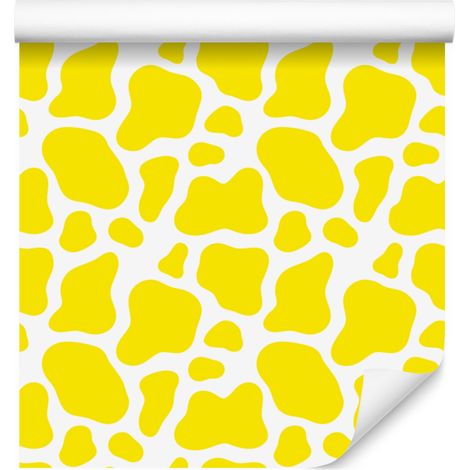 Kuhflecken-Tapete in Gelb und Creme, gelber Hintergrund für Wohn- und Schlafzimmer, 50 x 1000 cm (1/5)