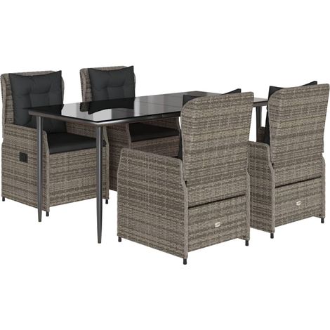 Maison Exclusive - Set comedor de jardín 5 piezas con cojines rat (1/5)