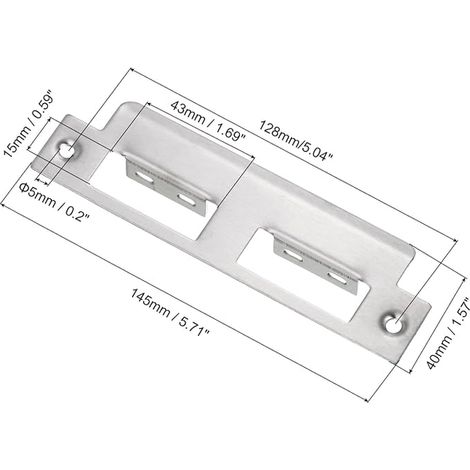 Door Strike Plate 145 x 40 mm Stainless Steel 201 Silver (1/4)