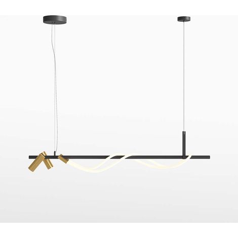 Maytoni Tau Plafonnier Bar Moderne Noir, Or LED Intégrée 3000K (1/2)