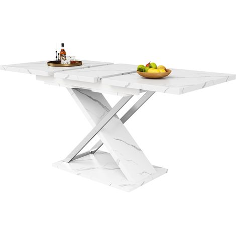 CHICFURN Mesa de comedor extensible 118-157x75x76,4 cm de MDF blanco para 6-8 personas (1/5)