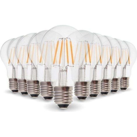 Pack of 10 E27 4W LED filament bulbs (equivalent to 40W), warm white 2700K (1/4)