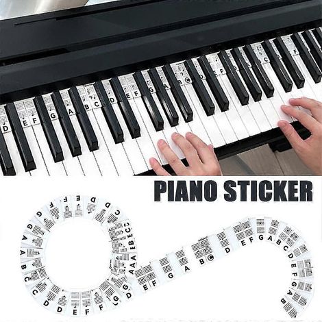 Étiquettes réutilisables en silicone pour clavier de piano - Guide des notes pour piano à 88 touches - Autocollants colorés (1/5)