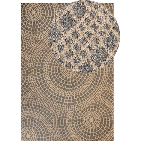 Alfombra de yute gris beige 200 x 300 cm patrón geométrico tejido plano Ariba
