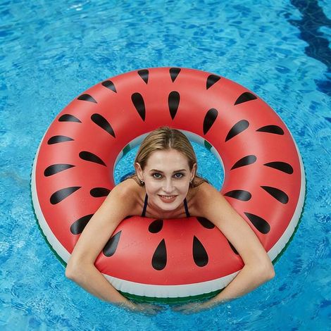 Anneau de Natation Gonflable Adultes, Anneau Gonflable en Caoutchouc pour la Natation, Tube de Natation en Forme de Pastèque Jeux Piscine d'été pour Les Vacances à la Plage et Piscine (1/5)
