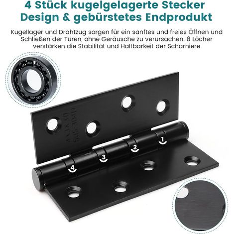 cerniere per porte in acciaio inossidabile, cerniere esterne resistenti con cuscinetti a sfera, 100 x 76 x 13 mm, cerniere solide con viti, cerniere esterne in acciaio inossidabile per porte e finestr (1/4)