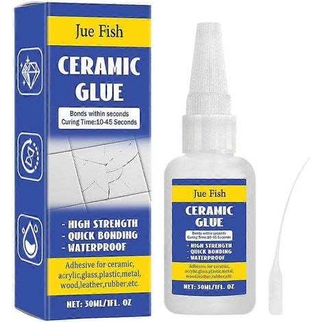 Colle céramique 30 ml pour la réparation de la porcelaine et de la poterie. Adhésif instantané et puissant. (1/4)