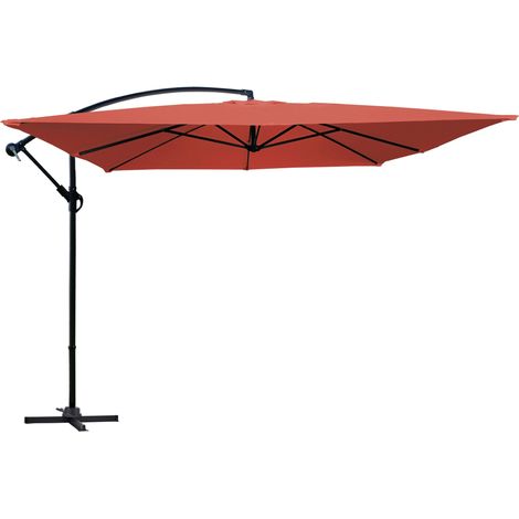 Parasol déporté 3 x 3 m terracotta