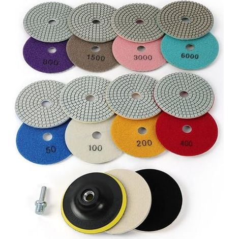 Diamond Polishing Disc, Wet and Dry Diamond Polishing Pad Disc, 4 Inch 50-6000 Wet Marble Polishing Kit, Granite Marble Natural Stone Polishing Kit (1/5)