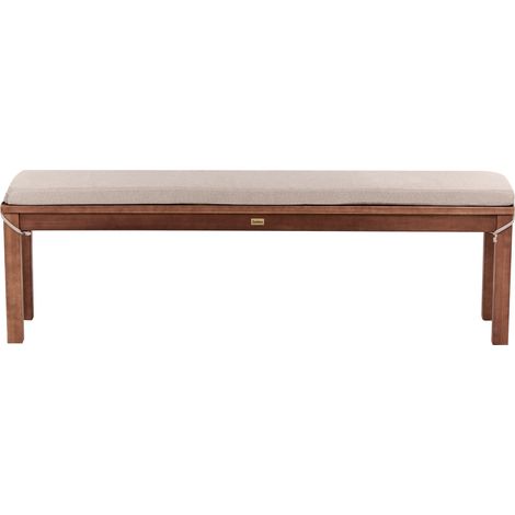Banco de jardín rústico con cojín de madera de eucalipto 160 cm interior y exterior marrón claro/beige Tuscania (1/5)