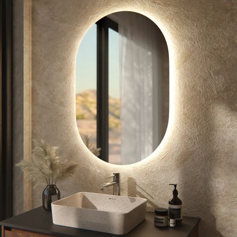 Badezimmerspiegel - Oval - 90x60cm - Rahmenlos (1/4)