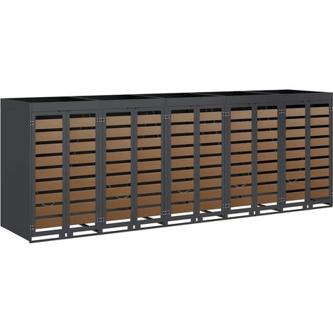 Rangement de poubelle à roulettes pour 3 poubelles Anthracite (1/5)