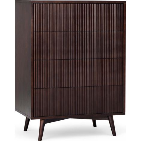 Teamson Home Tremolo 4-Drawer Chest of Drawers with Fluted Fronts and Contemporary Bedroom Storage, Black Finish (1/5)